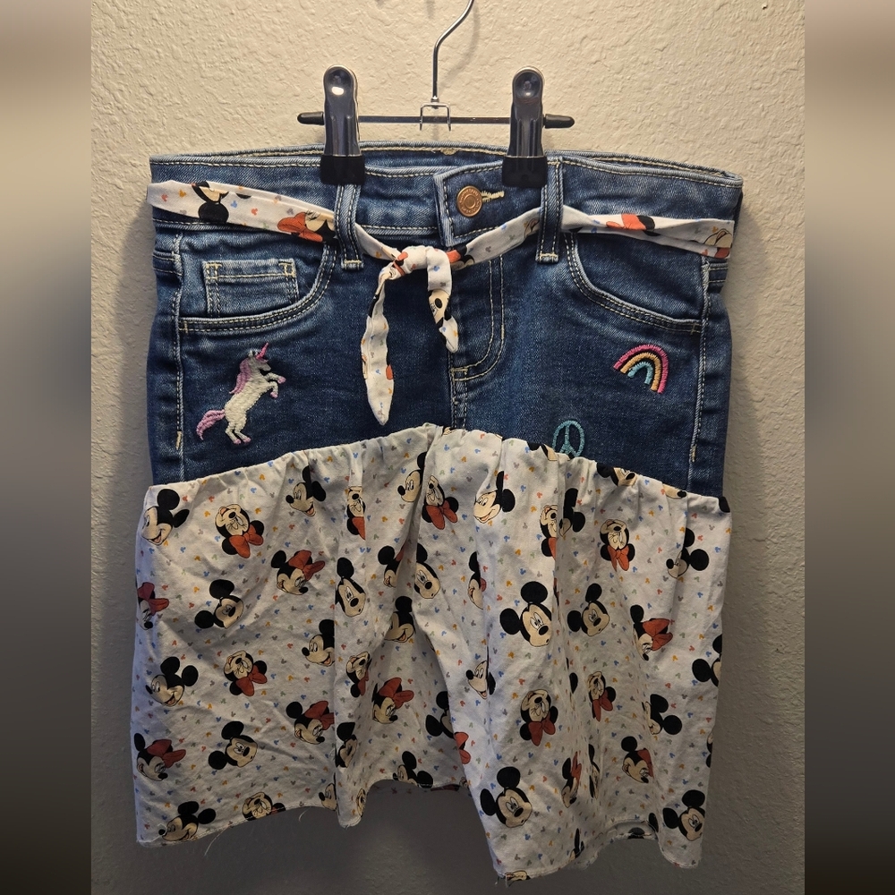 Jumping Beans Denim Mickey And Minnie Mouse Skirt Size 8